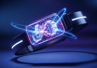 Virtual Reality Headset with Glowing 6g Graphic