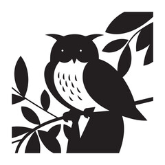 A vector illustration of a silhouette of an owl on white Background. 