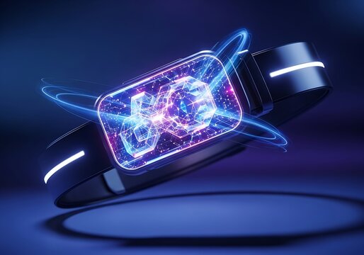 Virtual Reality Headset with Glowing 6g Graphic