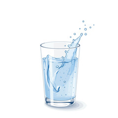 Refreshing Water Splash in Glass - Vector Illustration