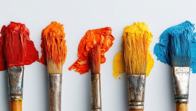 Paintbrushes with vibrant colors