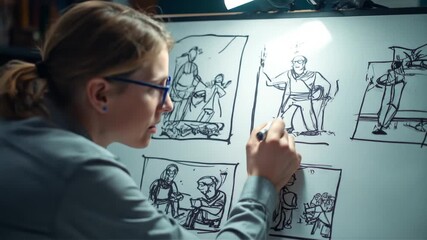 People Creating Storyboard Sketches in Studio for Film Animation