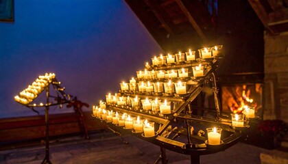 Many candles in a church