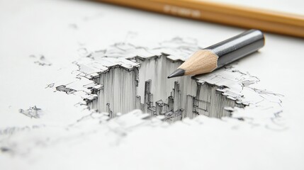 3D Hole Drawing Illusion with Pencil