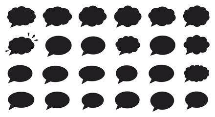 Collection of Black Speech Bubbles and Thought Balloons Silhouette