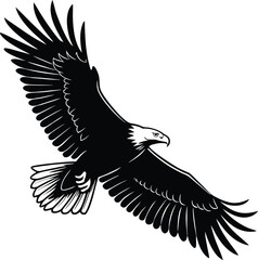 Majestic flying eagle in a bold black silhouette