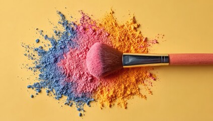 Cosmetic powder explosion with brush