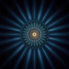Abstract Blue Light Radiating Outward in Circular Pattern