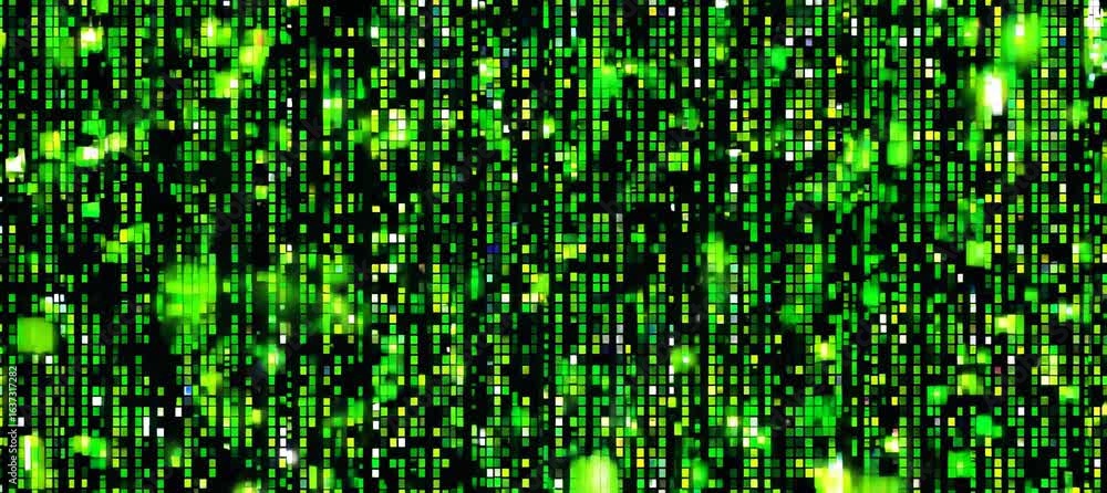 Poster abstract green digital data light flow on dark background. virtual cyberspace. generative video ai t