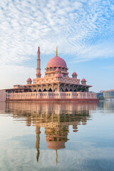 Awesome view of the Putra Mosque at sunrise, Putrajaya, Malaysia