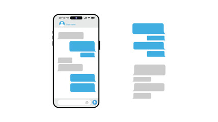 Text Messaging. Smartphone, Mobile Phone Template realistic vector illustration. 