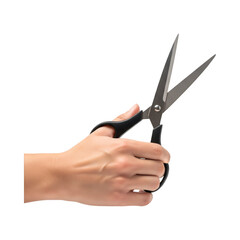 hand holding scissors