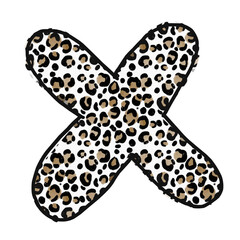 Cheetah print doodle font letter x