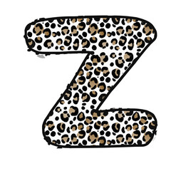 Cheetah print doodle font letter z