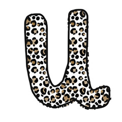 Cheetah print doodle font letter u