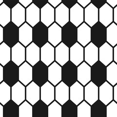 Minimalist seamless pattern featuring alternating black and white elongated hexagons with a honeycomb-like structure. Ideal for backgrounds, textiles, wallpapers, packaging, and modern graphic design 
