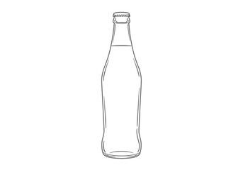 Sketch of a clear glass bottle with a metal cap centered on a white background
