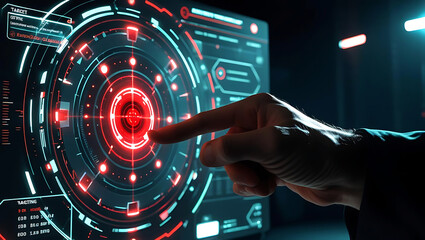 Futuristic Technology Interface Interaction Glowing Digital Display