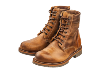 Pair of light brown leather work boots