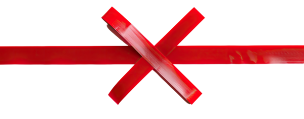 Red ribbon, crossed and horizontal, on black background