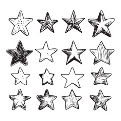 Obraz premium Hand drawn stars set. Doodle elements collection. Star symbols with grunge texture. 