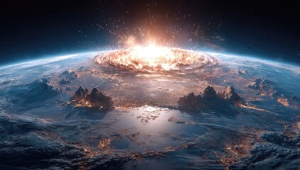 Fototapeta premium Massive cosmic impact on Earth