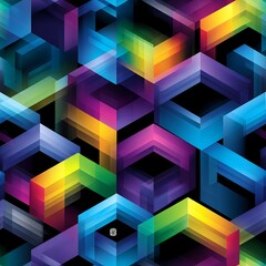 Obraz premium Vibrant Colorful Hexagon Geometric Pattern Background