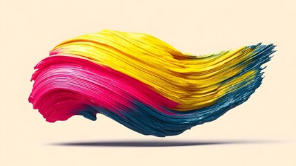 Colorful paint stroke design against a light background.