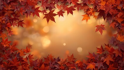 Fototapeta premium autumn leaves background in a design friendly way