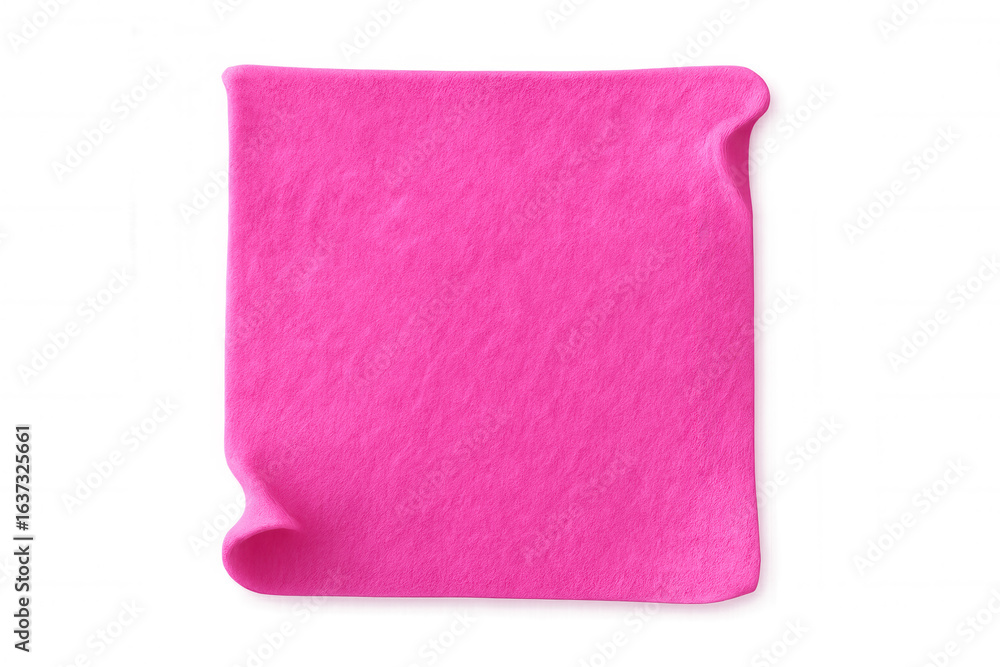 Poster vibrant pink sticky note with curled corners isolated on a transparent background, creating a simple