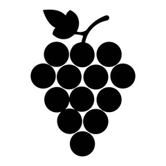Vector illustration of grapes bunch, black and white fruit drawing, wine ingredient, vineyard harvest
