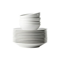 Obraz premium Stack of White Ceramic Plates for Kitchen and Dining