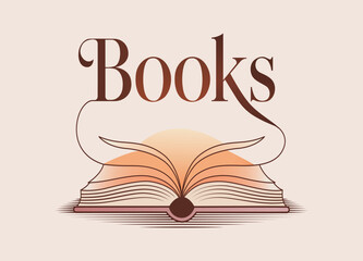 Vintage open book with decorative typography