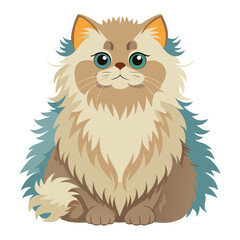 vector illustration of persian cat, sitting elegant, abstract