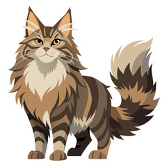 Obraz premium vector illustration of maine coon, standing proud, flat design