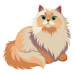 vector illustration of persian cat, lying graceful, abstract