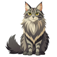 vector illustration of maine coon, sitting tall, flat design