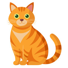vector illustration of orange tabby cat, sitting, flat design