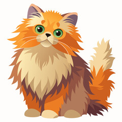 vector illustration of persian cat, profile view, abstract