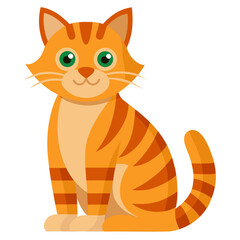 vector illustration of orange tabby cat, sitting, flat design