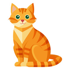 vector illustration of orange tabby cat, playing, flat design