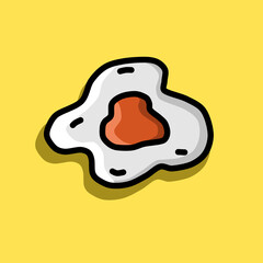 Sunny side up egg illustration vector with yellow background, food packaging, menu illustration hand drawn print ads, food business, restaurant