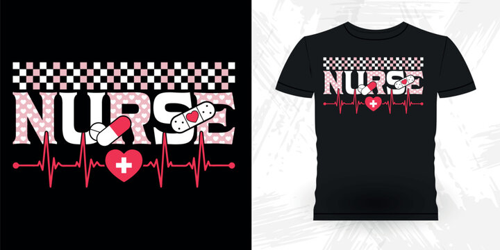 Funny Nurse Love Nursing Student RN Nurse Heart CNA Women Men Gift T-Shirt Design
