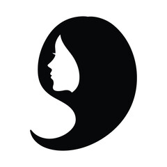 Elegant woman silhouette logo design with flowing hair for beauty salon or fashion brand identity