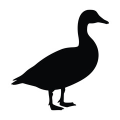 Silhouette vector image of a duck standing wildlife bird waterfowl nature animal graphic design element