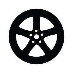 Obraz premium Black automotive wheel rim vector graphic for car truck suv vehicle part and tire design element