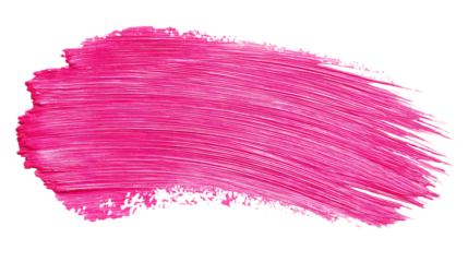 Bright pink paint brush stroke isolated on white background. 