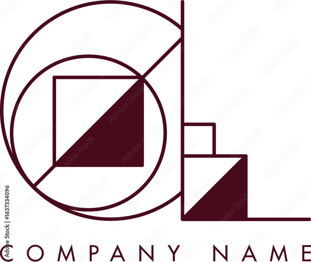 Poster minimalist ol circular monogram logo design with bold lines and elegant style