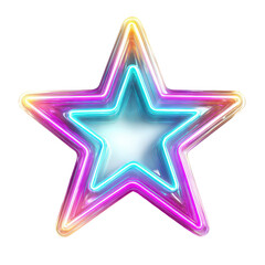 Colorful glowing star design with vibrant neon lights in shades of pink, blue, and yellow during a bright digital art display