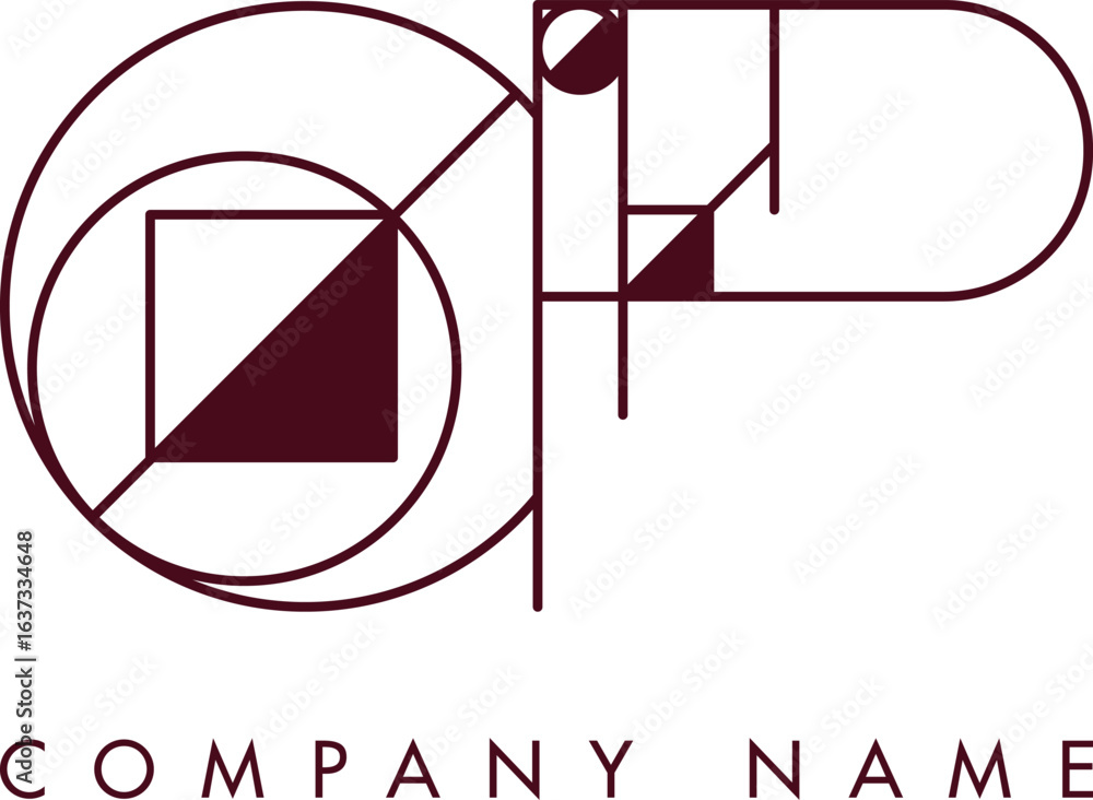 Poster minimalist op circular monogram logo design with bold lines and elegant style